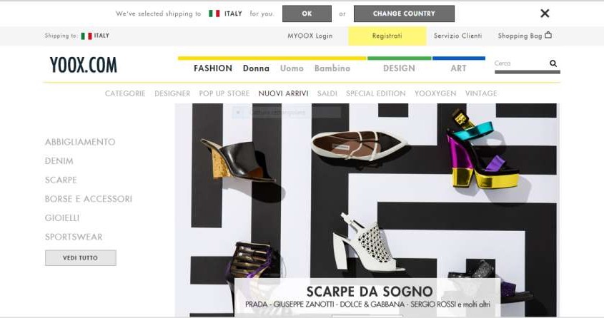 eCommerce design esempio 1